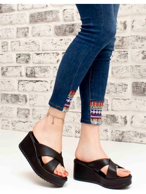 Snox Dolgu Topuklu Terlik - Siyah