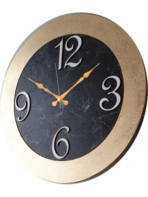 Markakanvas Mermer Desenli Gold Duvar Saati