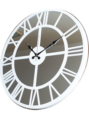 Markakanvas Metal Duvar Saati Yuvarlak Şekil Ayna Detaylı 50 cm Dekoratif Tasarım