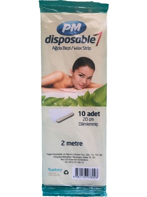 PM 20 cm Dilimlenmiş 10 Adet Spatulalı Ağda Bezi Kopmaz Yırtılmaz 2 Metre Uzunlukta