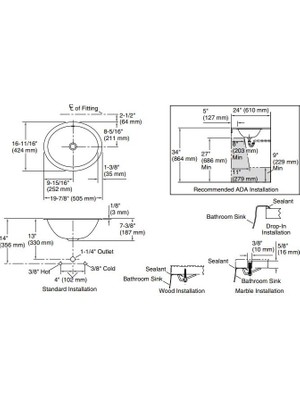 Kohler Lavabo Bachata Paslanmaz Çelik 64 x 424 cm