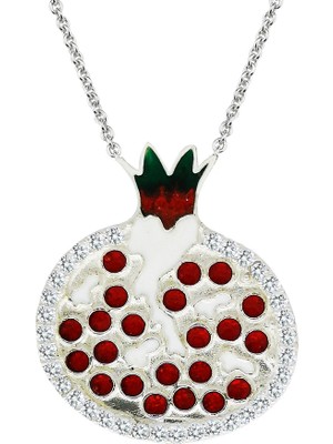 Altın Sepeti Gümüş Nar Motifli Kolye