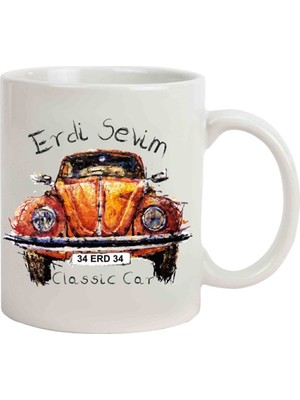 Hediye Rengi İsme Özel Nostaljik Vosvos Temalı Kupa Bardak