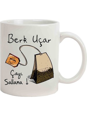 Hediye Rengi İsme Özel Çayı Sallama Temalı Kupa Bardak