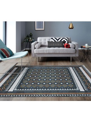 Halı Special Mavi Yıklanabilir Modern Kilim 150 x 230 cm