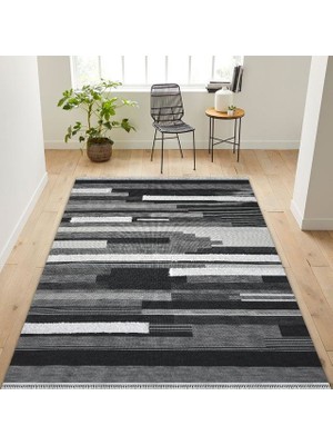 Halı Special Siyah Gri Yıkanabilir Modern Kilim 150 x 230 cm