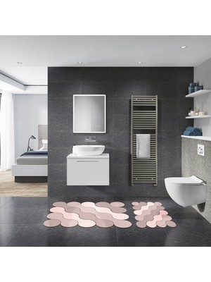 Alanur Florya Özel Kesim Yıkanabilir Kaymaz Taban 2'li Paspas Seti Klozet Takımı ST210117PU