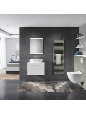 Alanur Florya Özel Kesim Yıkanabilir Kaymaz Taban 2'li Paspas Seti Klozet Takımı ST210117KA