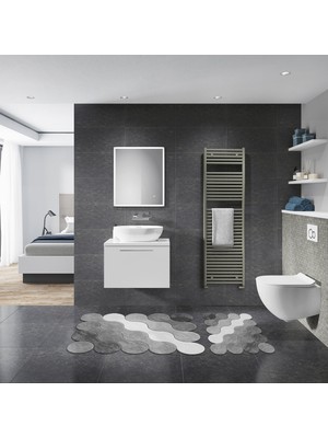 Alanur Florya Özel Kesim Yıkanabilir Kaymaz Taban 2'li Paspas Seti Klozet Takımı ST210117GR