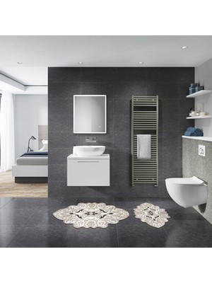 Alanur Milas Özel Kesim Yıkanabilir Kaymaz Taban 2'li Paspas Seti Klozet Takımı ST210101BJ