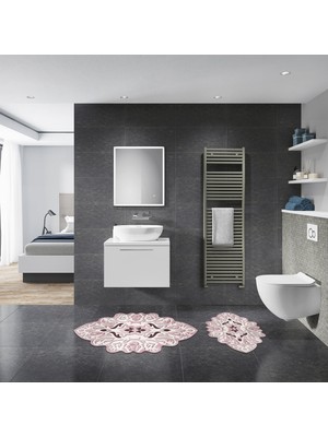 Alanur Milas Özel Kesim Yıkanabilir Kaymaz Taban 2'li Paspas Seti Klozet Takımı ST210101PU