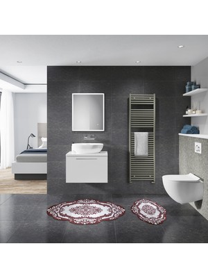 Alanur Dolunay Özel Kesim Yıkanabilir Kaymaz Taban 2'li Paspas Seti Klozet Takımı ST210107KA