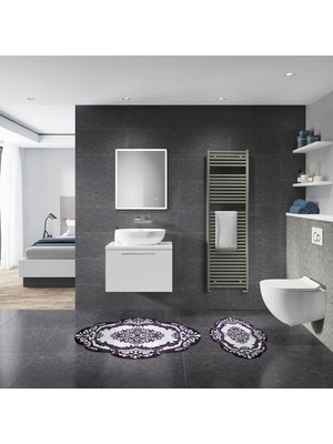 Alanur Dolunay Özel Kesim Yıkanabilir Kaymaz Taban 2'li Paspas Seti Klozet Takımı ST210107SY