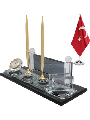 Sentez Masa Üstü İsimlik Elit Kristal Masa İsimliği Ofis Hediye Masa Bayrağı