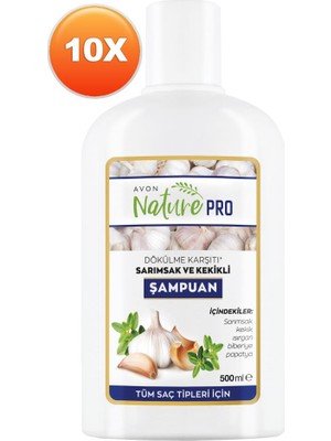 Avon Nature Pro Sarımsak ve Kekikli Şampuan 500 ml 10'lu Set