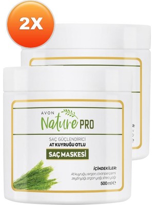 Avon Nature Pro At Kuyruğu Otlu Saç Maskesi 500 ml 2'li Set