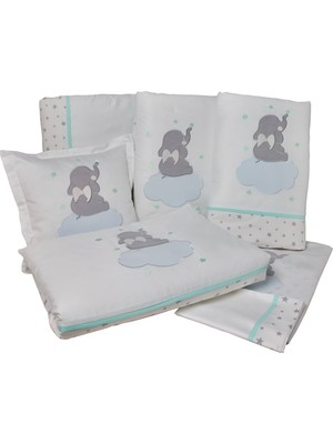 Pudradecor Uçan Fil Bebek Uyku Seti / Mint Gri