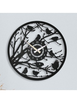 Soft Art Home Black Birds Metal Duvar Saati - 50 x 50 cm