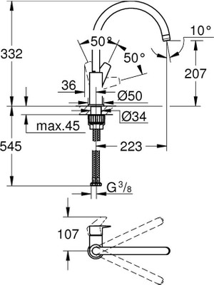 Grohe Bauedge Tek Kumandalı Eviye Bataryası 31367001