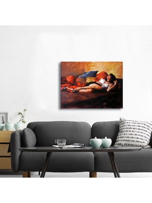 Tablosan Yağlı Boya Uzanan Kadın Kanvas Tablo