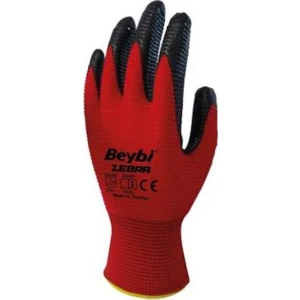 Zebra Nitril Kaplama Örme Eldiven Kırmızı Işçi Eldiveni Tekli