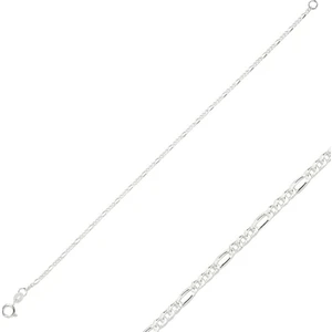 925 Gümüş 40 Mikron Figaro Zincir Bileklik