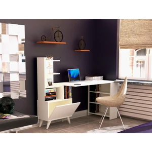 Tdesigno Ibizia Kitaplıklı Çalışma Masası 155 cm Beyaz