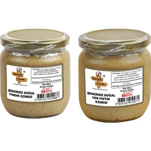 Adress Fındık-Şekersiz Yer Fıstığı- Şekersiz Fındık Ezmesi Seti 350+350=700 G