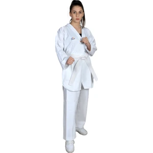 Taekwondo Beyaz Yaka Fitilli Acemi Elbise
