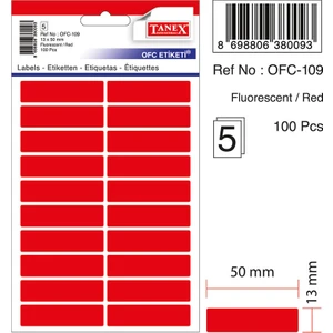 Ofc-109 Flo Kırmızı Ofis Etiketi 50 Ad-10-Lu Poşet