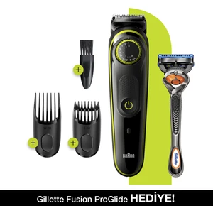 BT 3241 Şarjlı Saç&Sakal Şekillendirici - Siyah/Yeşil + Gillette Fusion ProGlide