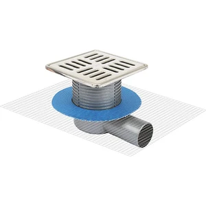 Q70 Yandan Çıkışlı Sürme Yalıtım Uyumlu Paslanmaz Çerçeveli Sulu Susuz Koku Önleyicili Takım Süzgeç 15 x 15  cm