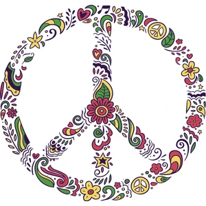 Sticker Fabrikası Çiçekli Peace Simge Logo Sticker  8 x 8 cm Renkli