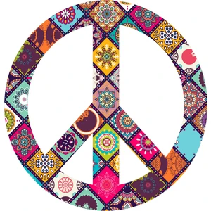 Sticker Fabrikası Desenli Peace Simge Logo Sticker  10 x 10 cm Renkli