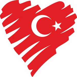 Sticker Fabrikası Kalp Şeklinde Türk Bayrağı Türk Bayrağı Sticker  10 x 10 cm Renkli