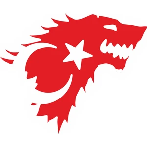 Sticker Fabrikası Kurt Şeklinde Türk Bayrağı Türk Bayrağı Sticker  15 x 12,5 cm Kırmızı