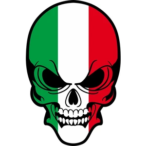 Sticker Fabrikası Kuru Kafa Kurukafa Bayrak Italyan Sticker  13 x 8 cm Renkli