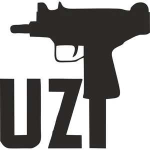 Sticker Fabrikası Uzi Makinalı Tüfek Sticker  11 x 11 cm Siyah