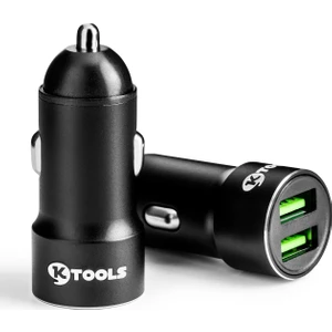 Ktools Drive Inn 2.4A 1m Micro USB Çift USB Araç Şarjı Çakmaklık