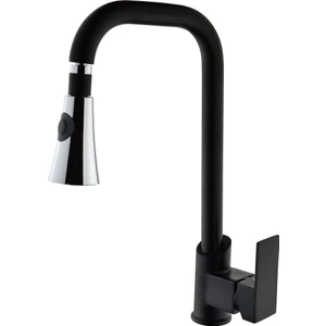 Viva Kare Uzun Siyah Çift Fonksiyonlu Evye Mutfak Bataryası