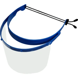 Yüz Koruyucu Siperlik Şeffaf Oynar Başlıklı Ayarlı Lastikli Mavi Tekli