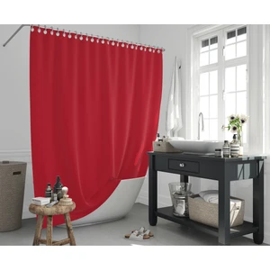 Polyester Kumaş Banyo Perdesi Duş Perdesi +  Plastik C-Halka Askı Aparatı Kırmızı