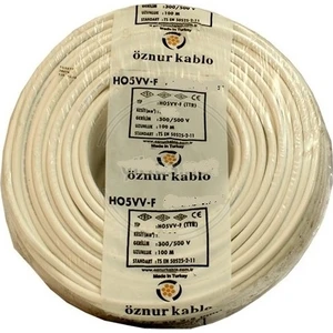 H05Vv-F 2 x 2,5 mm TTR Kablo Beyaz Tam Bakır 5 m