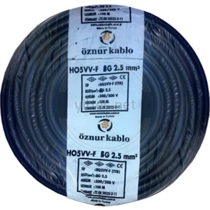 H05Vv-F 2 x 2,5 mm TTR Kablo Siyah Tam Bakır 5 m