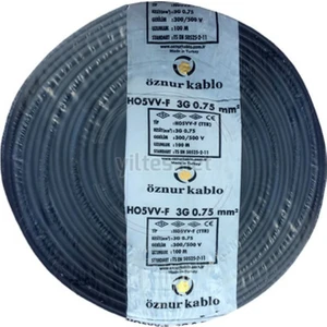H05Vv-F 3 x 0,75 mm TTR Kablo Siyah Tam Bakır 5 m