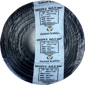 H05Vv-F 4 x 2,5 mm TTR Kablo Siyah Tam Bakır 5 m