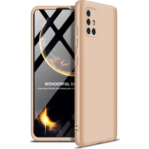 Samsung Galaxy A71 Kılıf Zore 360 Tam Koruma 3 Parça Ays Kapak Gold