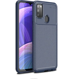 Samsung Galaxy M30S Kılıf Zore Negro Antişok Karbon Silikon Lacivert