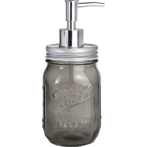 Cam Sıvı Sabunluk Çiçek Desenli Gri