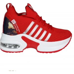 20Y308-7 Dolgu Topuk Kırmızı Kadın Sneakers